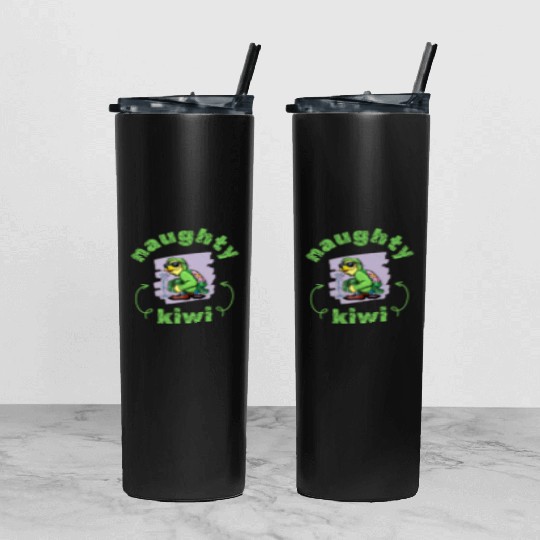 Funny naughty green kiwi bird Tumbler With Lid And Straw
