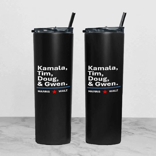 Harris & Walz | Kamala, Tim, Doug & Gwen Tumbler With Lid And Straw