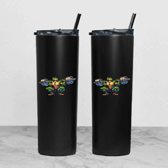 Frog Toad Fitness Barbell Gym Workout Training Tumbler With Lid And Straw