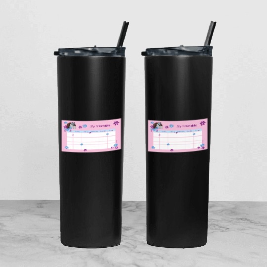 Timetable for Kids - Pony Flowers pink Tumbler With Lid And Straw