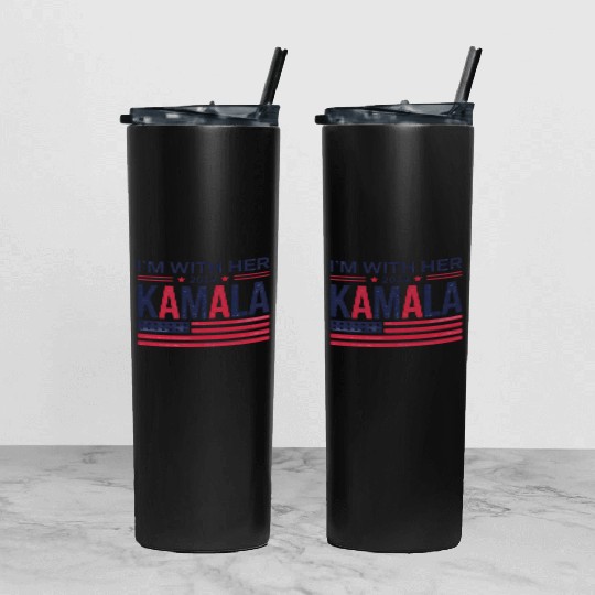 Kamala Harris Support I'm With Her Vote Kamala Har Tumbler With Lid And Straw