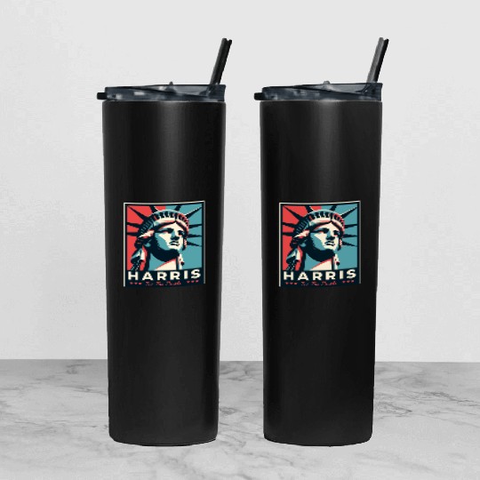 Harris 2024 statue of liberty Kamala Harris Tumbler With Lid And Straw