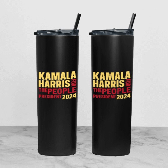 Kamala Harris 2024 for President Vote Tim Walz Tumbler With Lid And Straw