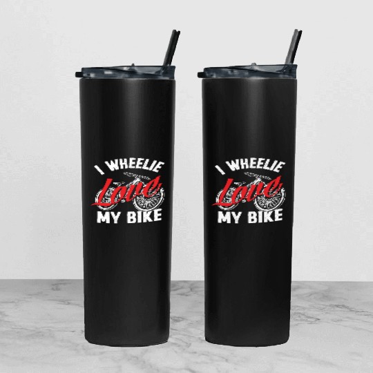 I Love My Bike Cycling Tumbler With Lid And Straw