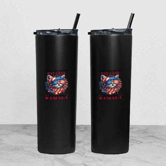 Childless Cat Lady Voting Kamala Harris Tumbler With Lid And Straw