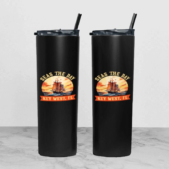 Florida Keys SEAS THE DAY IN KEY-WEST FLORIDA Tumbler With Lid And Straw