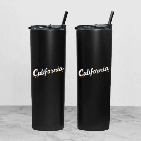 California Golden State gift Tumbler With Lid And Straw
