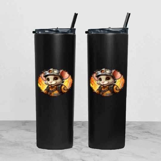Mouse Firefighter Tumbler With Lid And Straw