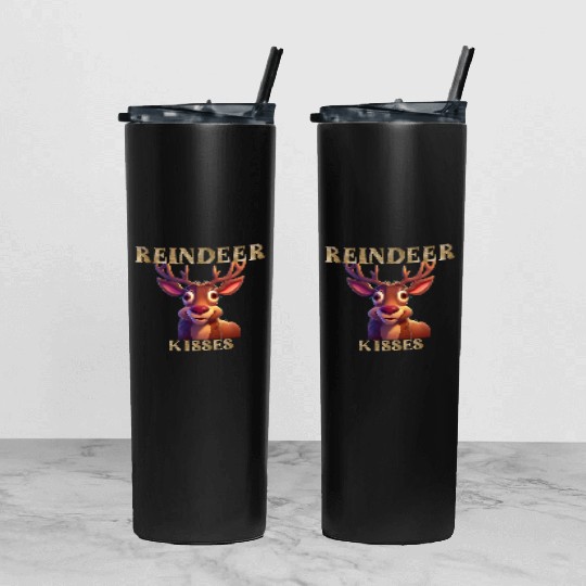 Reindeer Kisses - A Sweet Holiday Treat Tumbler With Lid And Straw