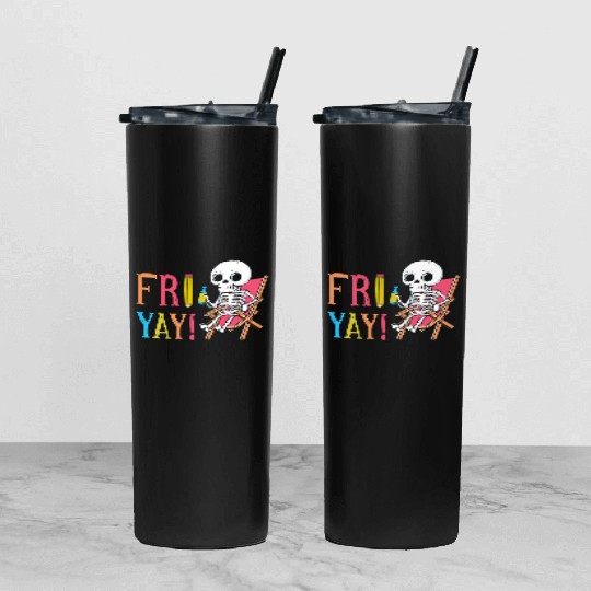 Happy Fri-Yay Friday Lovers Fun Teacher Tumbler With Lid And Straw