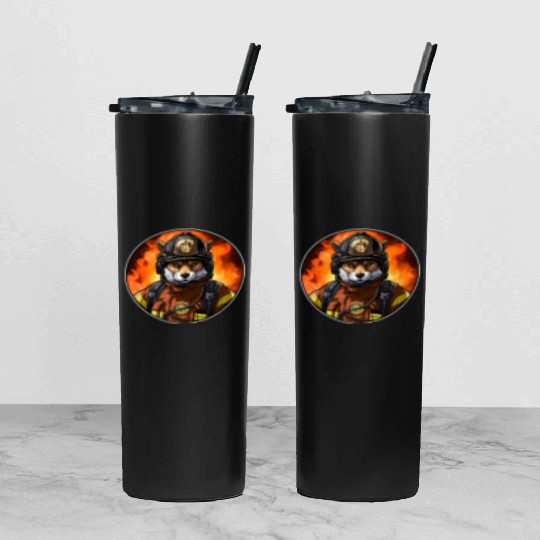 Fox Firefighter Tumbler With Lid And Straw