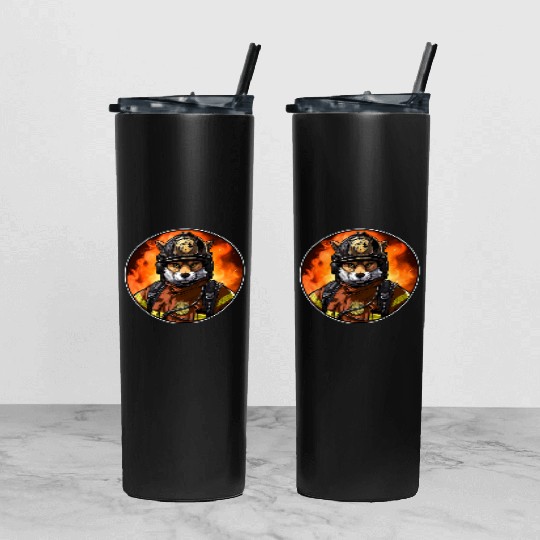 Fox Firefighter Tumbler With Lid And Straw