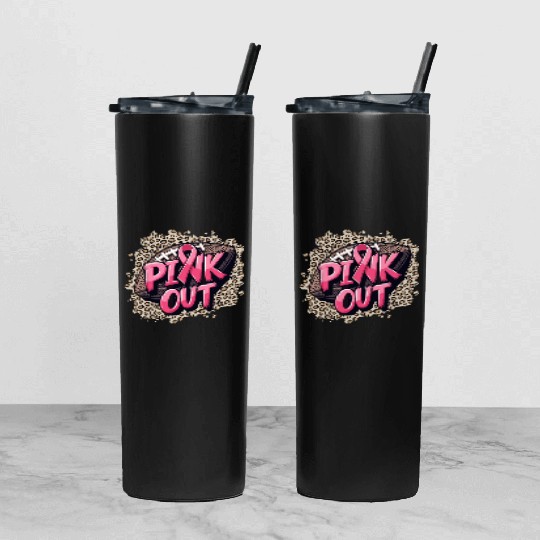 Pink Out Breast Cancer Football Coquette Bow Mom Tumbler With Lid And Straw