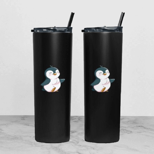 Cute Penguin Tumbler With Lid And Straw