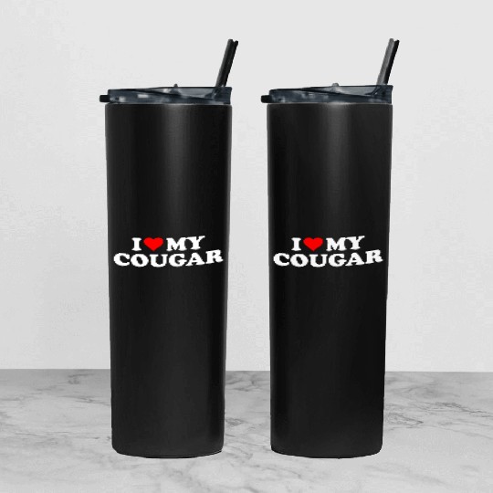 I Love Cougars Cougar Humor Valentine's Day 3BK1 Tumbler With Lid And Straw