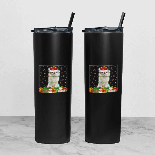 Japanese Chin Dog Christmas Lights Tumbler With Lid And Straw
