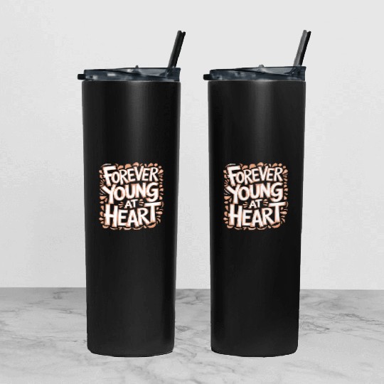 Forever Young at Heart Birthday Getting Older Tumbler With Lid And Straw