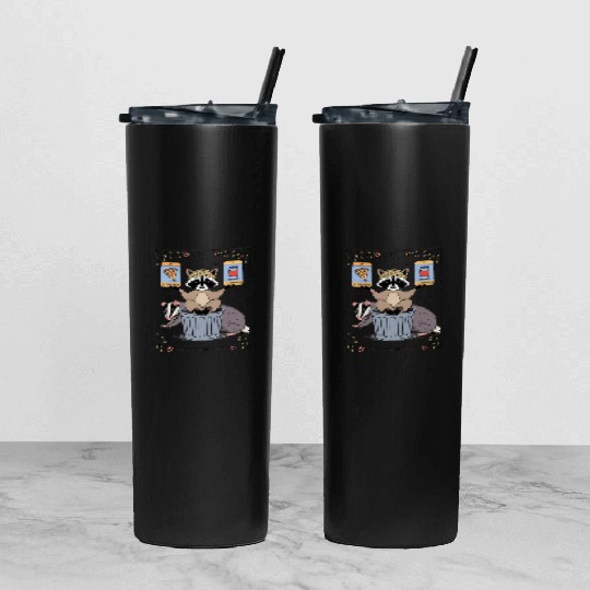 Raccoon and Badge Tarot Card Inspired Humor Tumbler With Lid And Straw