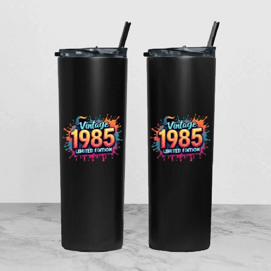 vintage 1985 limited edition Tumbler With Lid And Straw