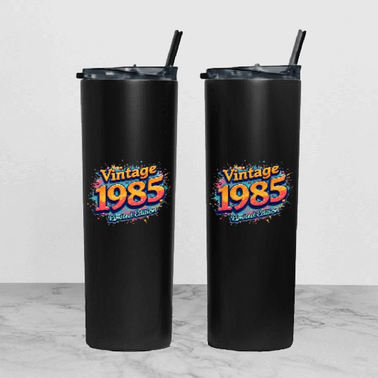 vintage 1985 limited edition Tumbler With Lid And Straw