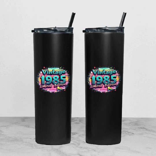 vintage 1985 limited edition Tumbler With Lid And Straw