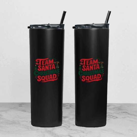 Team Santa Christmas Squad Festive Holiday party Tumbler With Lid And Straw