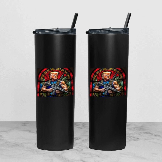 Trump the Commando Tumbler With Lid And Straw