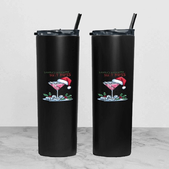 Santa Favorite Hot Mess, Merry Christmas Tumbler With Lid And Straw