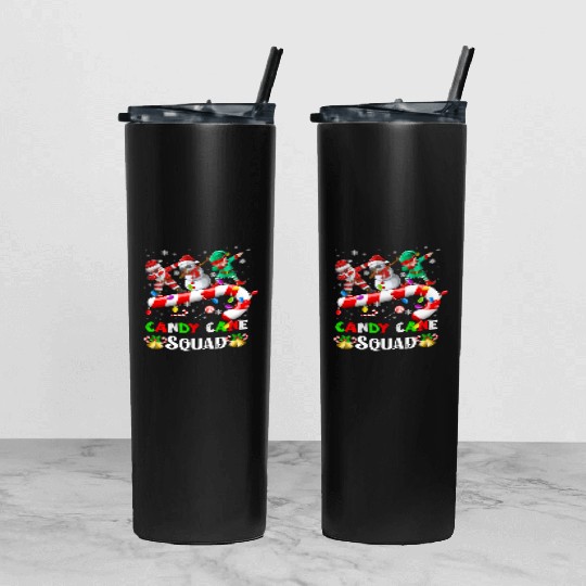 Dabbing Santa Elf Snowman Candy Cane Christmas Tumbler With Lid And Straw