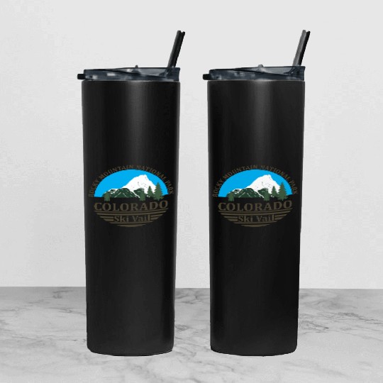 Vail Colorado ski resort Tumbler With Lid And Straw