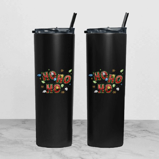 Ho Ho Ho Christmas, Merry Christmas Tumbler With Lid And Straw