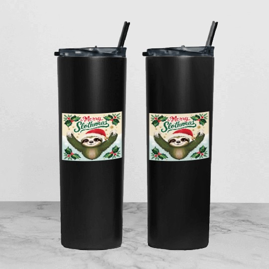 Merry Sloath christmas Tumbler With Lid And Straw
