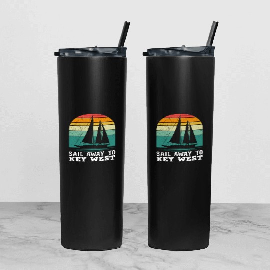 Florida SAIL AWAY TO KEY-WEST Florida Keys Tumbler With Lid And Straw