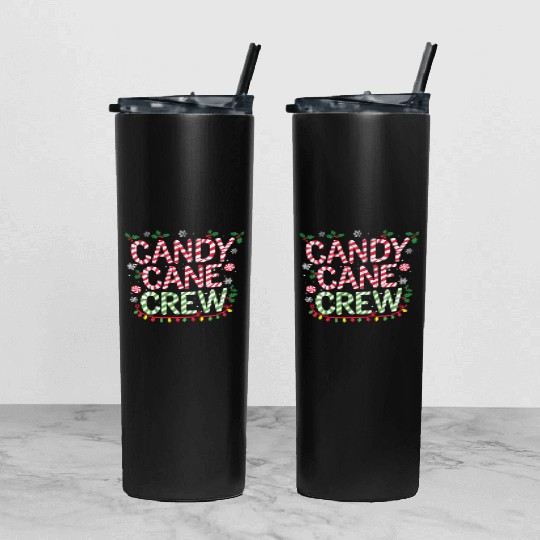 Candy Cane Crew Funny Christmas Candy Cane Lover Tumbler With Lid And Straw