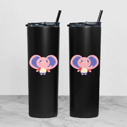 Cute Cardboard Elephant Tumbler With Lid And Straw