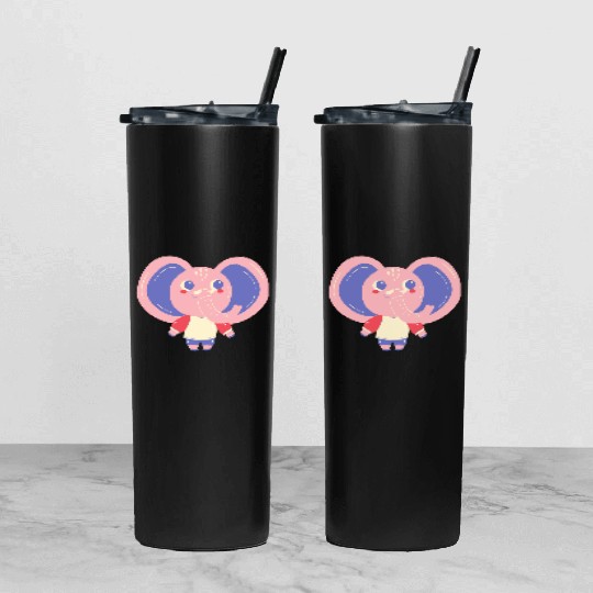Cute Cardboard Elephant Tumbler With Lid And Straw
