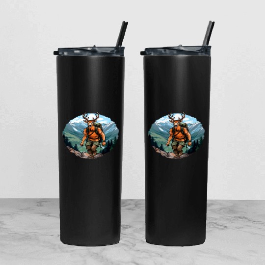 Deer hiking / mountaineering deer Tumbler With Lid And Straw