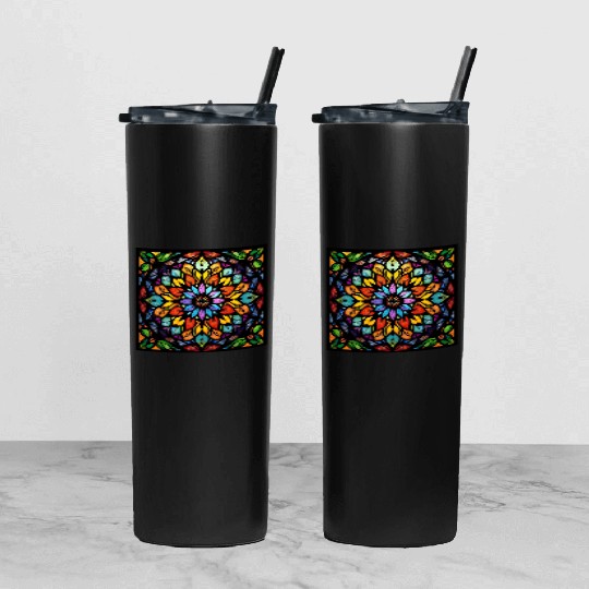 Stained glass window Tumbler With Lid And Straw