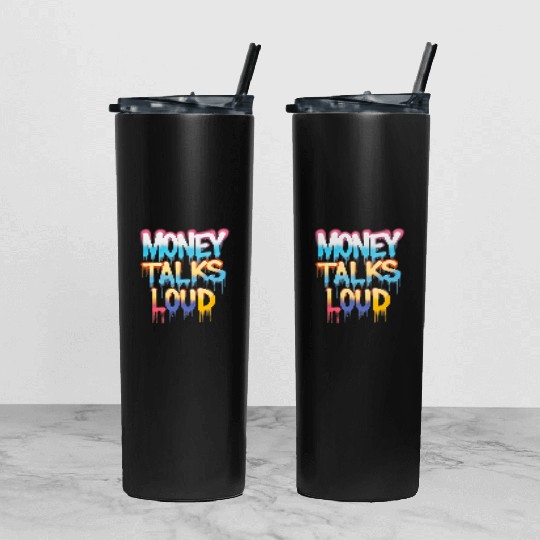 Money Talks Art Tumbler With Lid And Straw