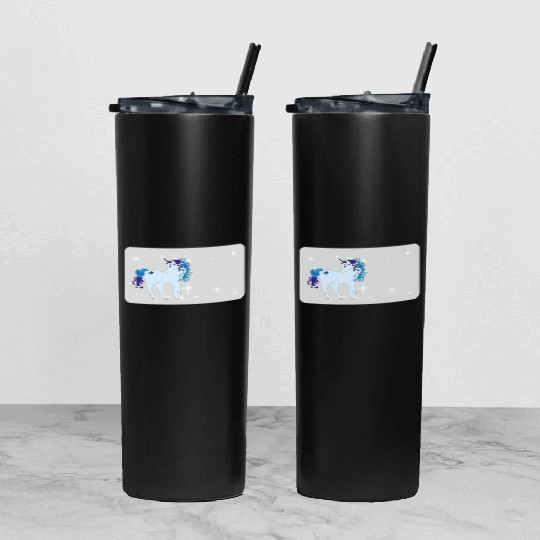 Fantasy unicorn - grey blue- design for kids Tumbler With Lid And Straw