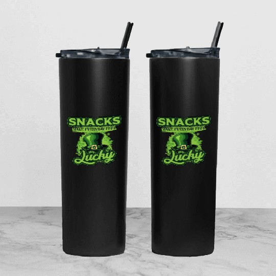 Snacks Make Everyday Feel Lucky St Patricks Day Tumbler With Lid And Straw