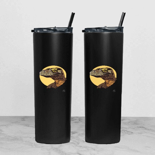 Realistic Komodo Dragon Portrait Tumbler With Lid And Straw