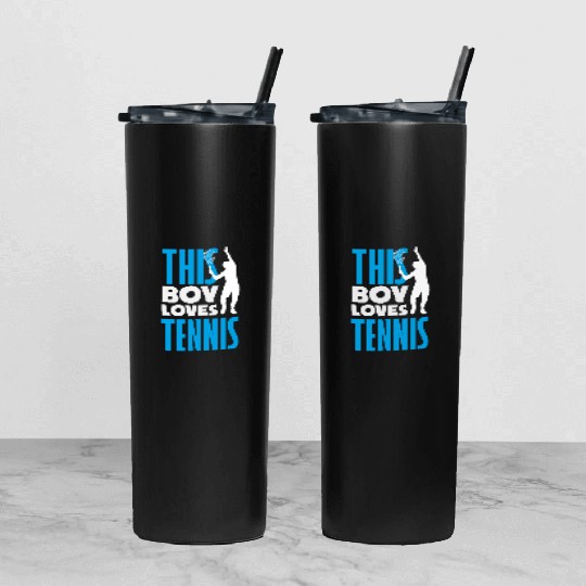 This Boy Loves Tennis Graphic Design Tumbler With Lid And Straw