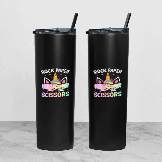 Funny Lesbian Pride LGBTQ Rock Paper Scissors Tumbler With Lid And Straw