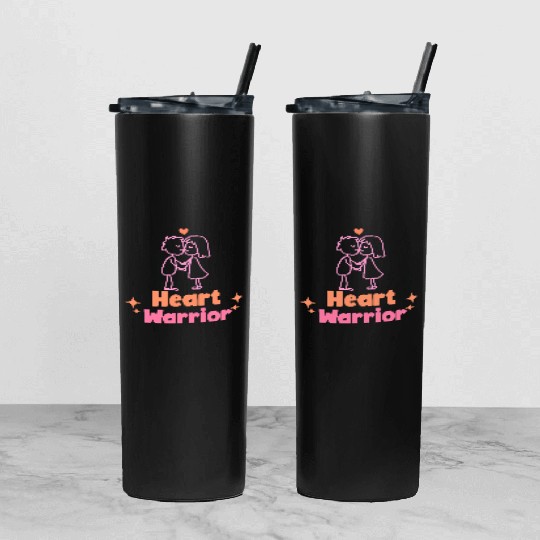 Heart warrior, valentine Tumbler With Lid And Straw