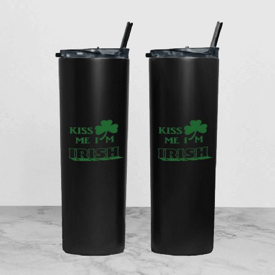 Kiss Me Im Irish 2025 Tumbler With Lid And Straw