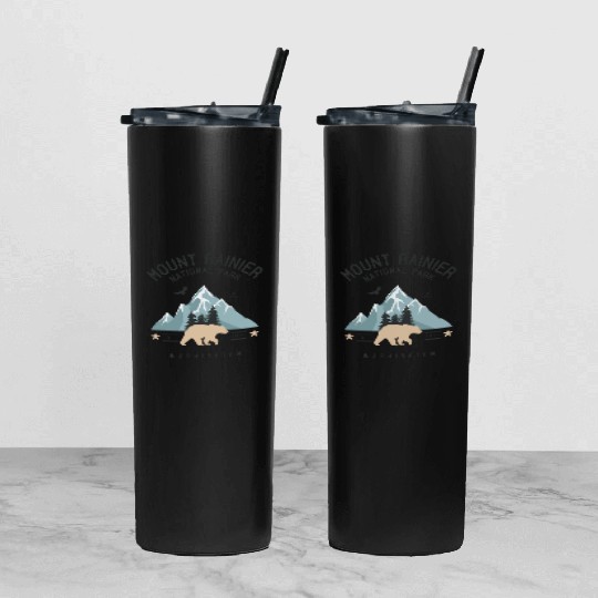 Mount Rainier National Park Est. 1889 Washington Tumbler With Lid And Straw