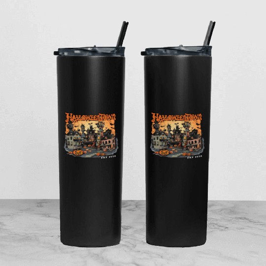 Halloween Town Tumbler With Lid And Straw