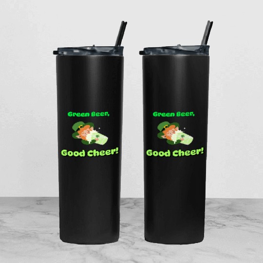 Green Beer Good Cheer Tumbler With Lid And Straw