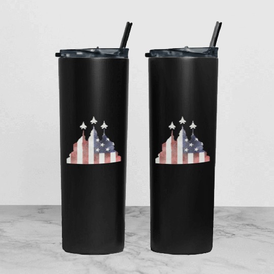 Patriotic Flyby F-22 Raptor Tumbler With Lid And Straw